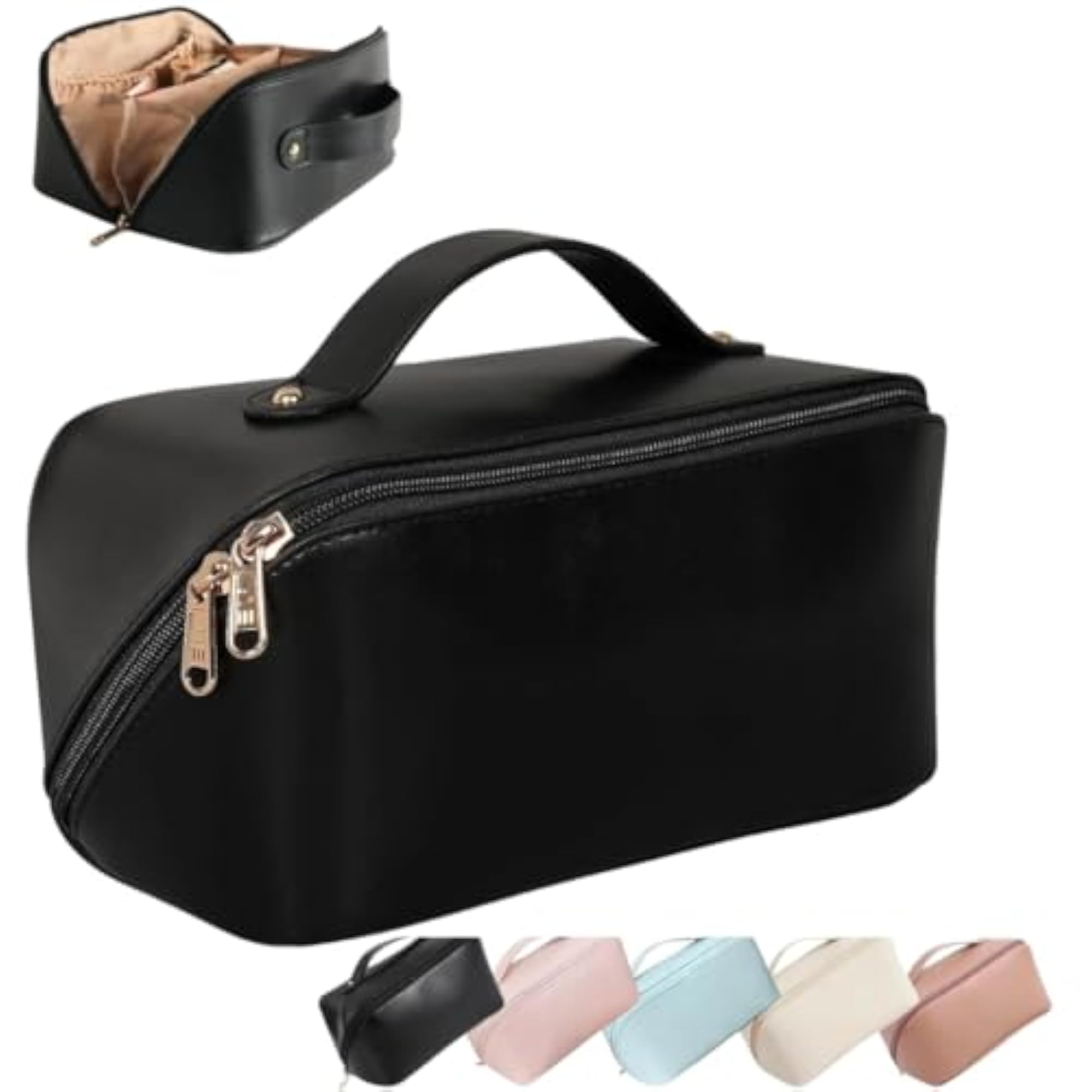 Large Capacity Travel Cosmetic Bag with Handle and Divider